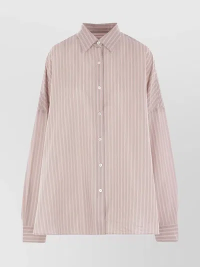 Dries Van Noten Striped Shirt Cocoon Collared Neck Long Sleeves In Multi