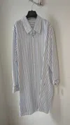 Dries Van Noten Oversized Cotton Shirt With Bold Stripe Pattern In Gray