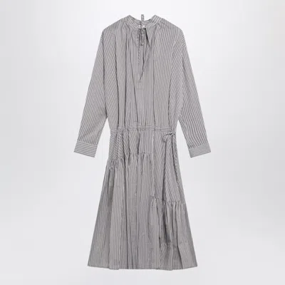 Dries Van Noten Striped Shirt Dress In Cotton And Silk In Gray