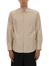 Dries Van Noten Striped Long Sleeve Shirt With Button-down Collar In Nude
