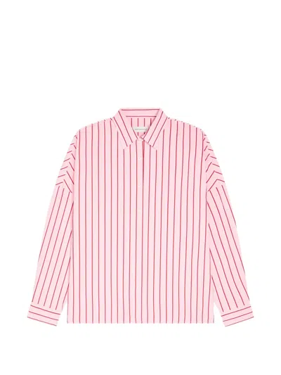 Dries Van Noten Pink Striped Shirt In Animal Print