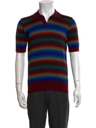 Pre-owned Dries Van Noten Striped Short Sleeve Shirt In Red