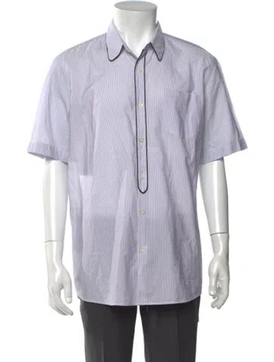 Pre-owned Dries Van Noten Striped Short Sleeve Shirt In White