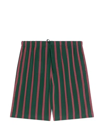 Dries Van Noten Striped Shorts In Green