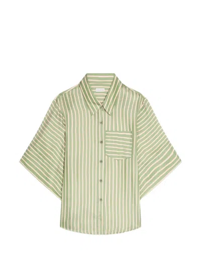 Dries Van Noten Striped Short-sleeve Shirt In Green