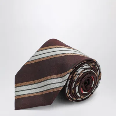 Dries Van Noten Striped Silk Tie In Yellow