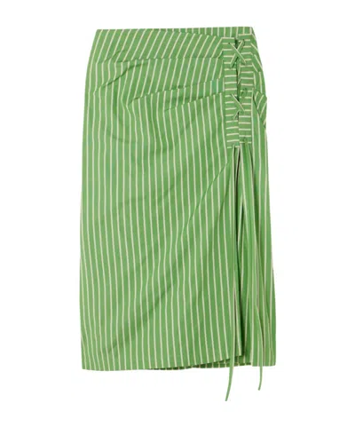 Dries Van Noten Striped Skirt In Green
