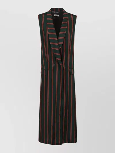 Dries Van Noten Striped Sleeveless Shirt Button Detail Lapel Collar In Brown