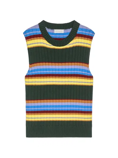 Dries Van Noten Striped Sleeveless Vest In Green