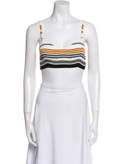 Pre-owned Dries Van Noten Striped Square Neckline Crop Top In Neutral