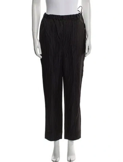 Pre-owned Dries Van Noten Striped Straight Leg Pants In Black