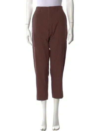 Pre-owned Dries Van Noten Striped Straight Leg Pants In Brown