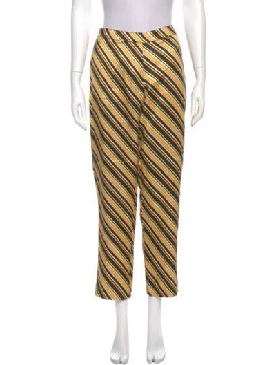 Pre-owned Dries Van Noten Striped Straight Leg Pants In Orange