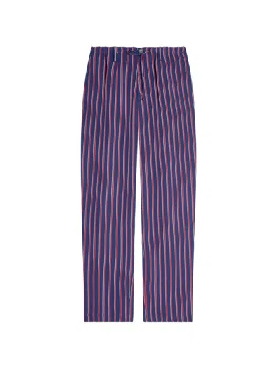 Dries Van Noten Striped Straight-leg Trousers In Purple