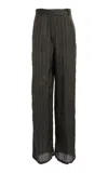 Dries Van Noten Striped Taffeta Straight-leg Pants In Gray