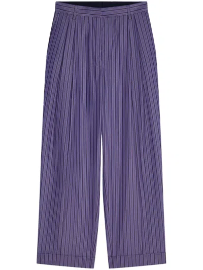 Dries Van Noten Striped Trousers In Purple