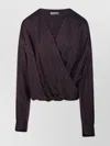 Dries Van Noten Striped V-neck Wrap Shirt In Black
