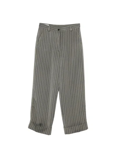 Dries Van Noten Striped Viscose Pants In Gray