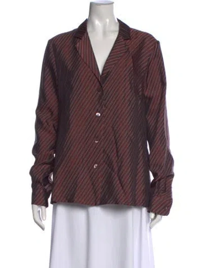 Pre-owned Dries Van Noten Striped V-neck Blouse In Multi