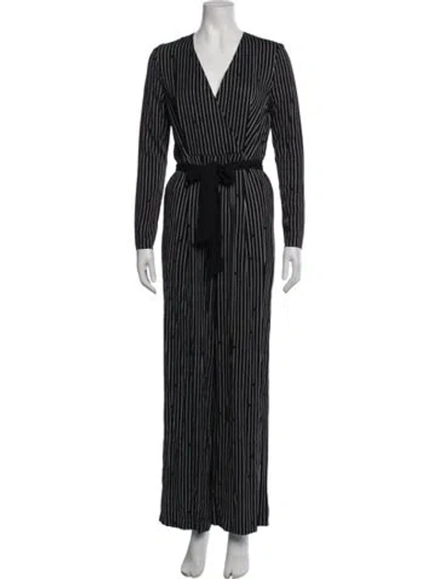 Pre-owned Dries Van Noten Striped V-neck Jumpsuit W/ Tags In Blue