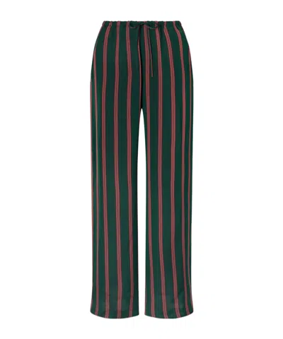 Dries Van Noten Striped Wide-leg Casual Pants In Green