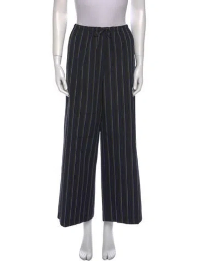 Pre-owned Dries Van Noten Striped Wide Leg Pants In Black