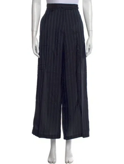 Pre-owned Dries Van Noten Striped Wide Leg Pants In Blue