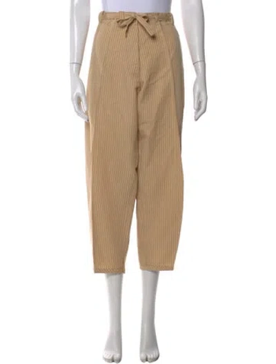 Pre-owned Dries Van Noten Striped Wide Leg Pants In Brown