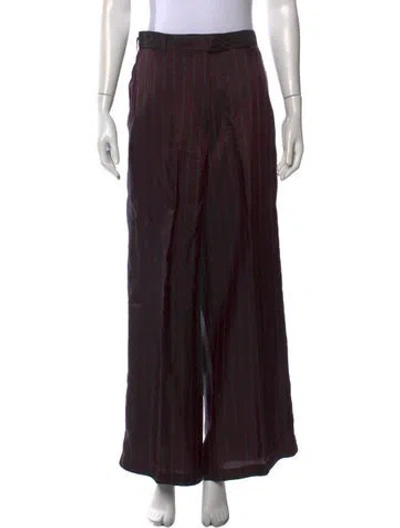 Pre-owned Dries Van Noten Striped Wide Leg Pants In Brown