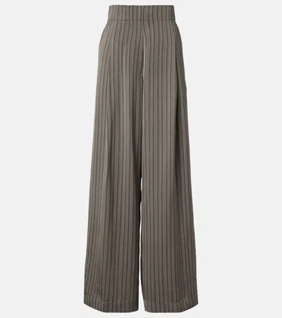 Dries Van Noten Striped Wide-leg Pants In Gray