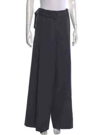 Pre-owned Dries Van Noten Striped Wide Leg Pants In Gray