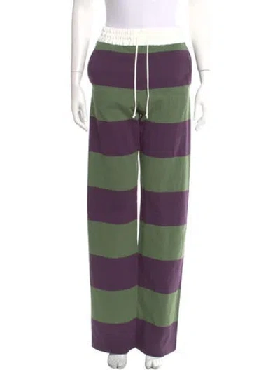 Pre-owned Dries Van Noten Striped Wide Leg Pants In Purple