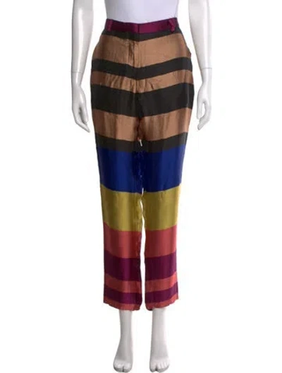 Pre-owned Dries Van Noten Striped Wide Leg Pants In Purple