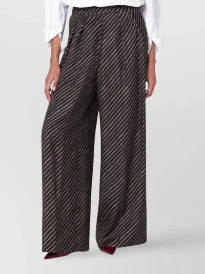 Dries Van Noten Striped Wide-leg Trousers Elastic Waistband In Black