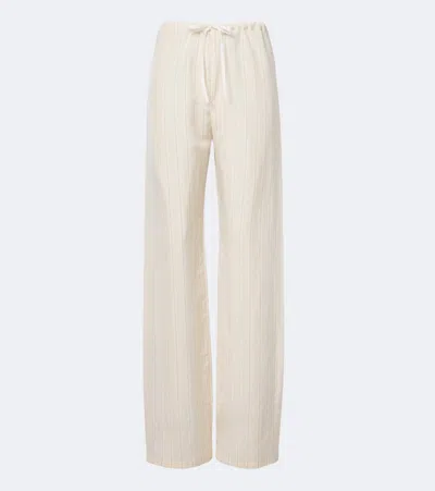 Dries Van Noten Striped Wide-leg Pants In White
