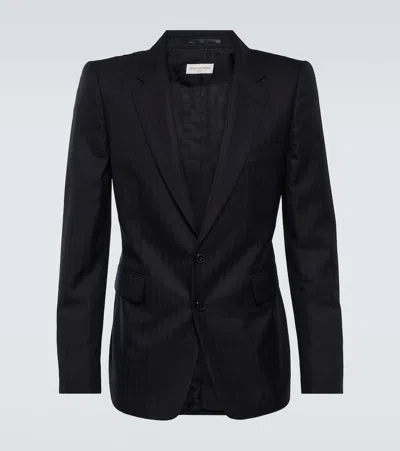 Dries Van Noten Striped Wool Blazer In Blue
