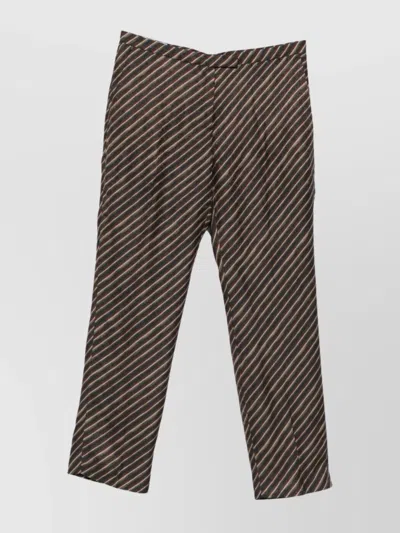 DRIES VAN NOTEN STRIPED WOOL TROUSERS PLEATED FRONT
