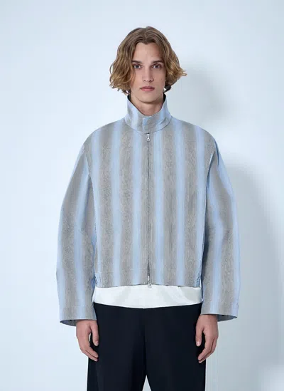 Dries Van Noten Striped Zip-up Jacket In Blue