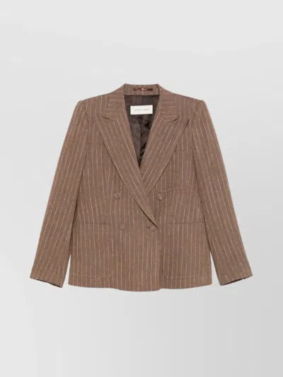 Dries Van Noten Structured Double-breasted Jacket With Shoulder Pads In Brown