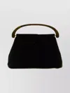Dries Van Noten Structured Handbag With Top Handle And Velvet In Brown