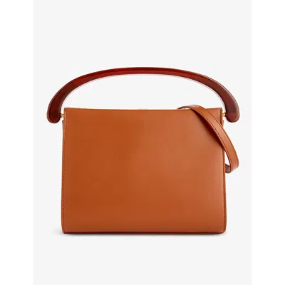 Dries Van Noten Tan Structured Leather Top-handle Bag