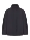 Dries Van Noten Oversized High Collar Jacket With Elastic Hem In Gray