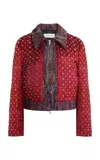 Dries Van Noten Womens Fuchsia Vurano Stud-embellished Cotton-blend Jacket In Fuchsia