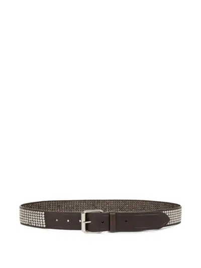 Dries Van Noten Studded Leather Belt In Brown