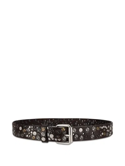 Dries Van Noten Studded Leather Belt In Brown