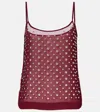 Shop Dries Van Noten Studded Sheer Camisole In Burgundy