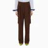 Dries Van Noten Brown Viscose And Silk Cargo Trousers In Brown