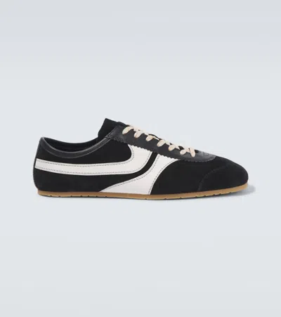 Dries Van Noten Suede And Leather Sneakers In Black