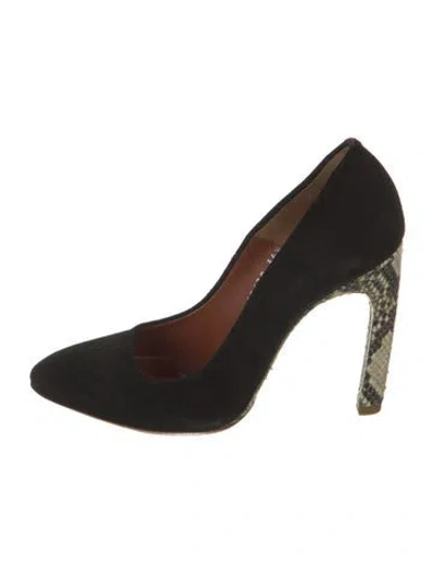 Pre-owned Dries Van Noten Suede Animal Print Pumps In Black