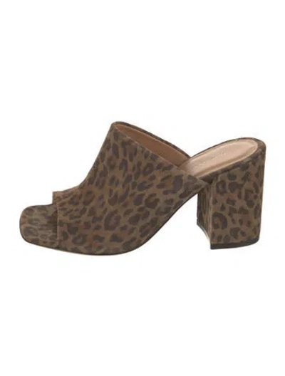 Pre-owned Dries Van Noten Suede Animal Print Slides In Brown
